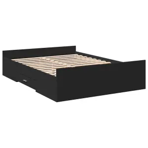 Berkfield Bed Frame with Drawers without Mattress Black 140x190 cm