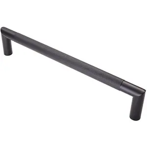 Knurled Mitred Door Pull Handle 320 x 20mm 300mm Fixing Centres Matt Black