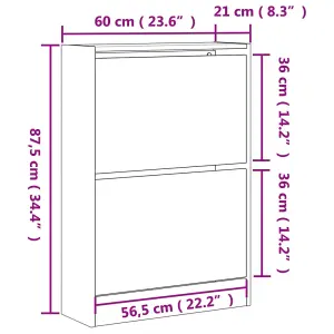 Shoe Cabinet Smoked Oak 60x21x87.5 cm Engineered Wood