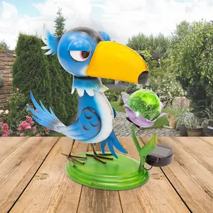 Metal Toucan Garden Ornament With Solar Powered Light