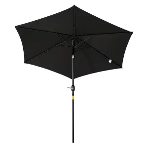 Outsunny Patio Umbrella Parasol Sun Shade Garden Aluminium Black 2.7M