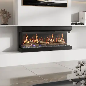 3-Sided Smart Fires Black Electric Fireplace Freestanding or Inset Fireplace, 50in