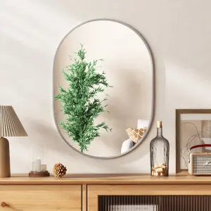 COSTWAY Oval Bathroom Mirror 70 x 50 cm Wall Mounted Make Up Vanity Mirror