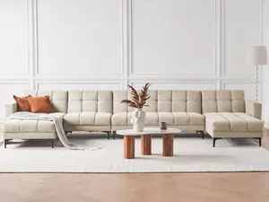 U-Shaped Sofa ALNES Beige 6 Seater Symmetrical