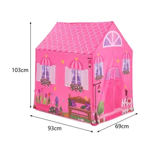 Livingandhome Pink Kids Play Tent Fairy Tent Indoor Teepee Portable Playhouse Garden Playground