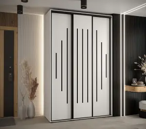 Cannes XII Sliding Door Wardrobe W150cm - Bright White Storage for Contemporary Living