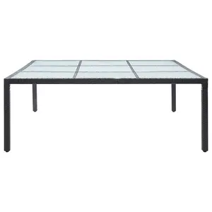 Berkfield Garden Dining Table Black 200x200x74 cm Poly Rattan