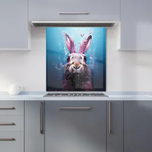 Rabbit Face Splashart Premium Glass Kitchen Splashback W600mm x H650mm