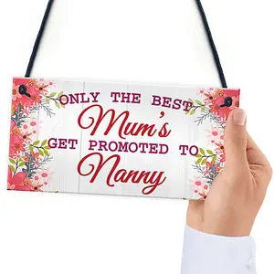 Red Ocean BEST MUMS Promoted to NANNY Pregnancy Gift Baby Hanging Plaque Grandchild Sign