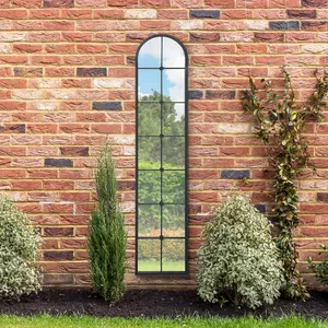 MirrorOutlet The Arcus Black Arched Leaner Garden Wall Mirror 190CM X 40CM