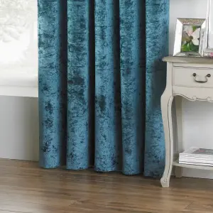 Paoletti Verona Crushed Velvet Eyelet Curtains, Teal