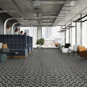 Tile Effect Grey Vinyl Flooring, Contract Commercial Heavy-Duty Vinyl Flooring with 3.5mm Thick-10m(32'9") X 3m(9'9")-30m²