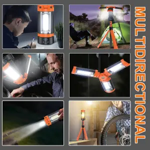 Rechargeable Cordless LED Work Light with Tripod Stand Emergency Light for Camping & Work Sites