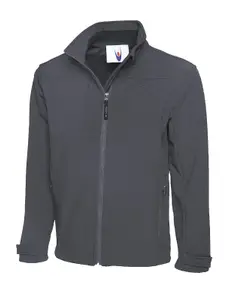 Uneek - Unisex Premium Full Zip Soft Shell Jacket - 3 Layer Waterproof 10000 mm Bonded Fabric - Light Grey - Size M