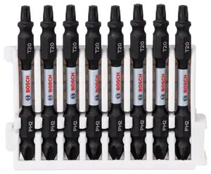 Bosch Professional Double Ended Bit Pack - 65mm, 8x PH2-T20 Pick & Clic Impact Bits