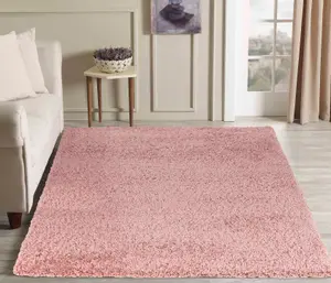 Serdim Rugs Plain Living Room Shaggy Area Rugs Baby Pink 200x290 cm