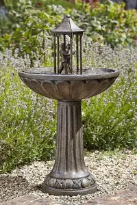 Dancing Couple Water Fountain - Solar Powered Freestanding Bronze Bird Bath Water Feature