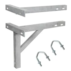 18" T & K Wall Mounting Galvanized Bracket & V Bolts Aerial Mast Pole Install