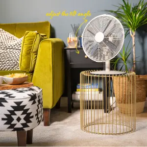 Russell Hobbs Desk Fan Electric Cooling in Greige 3 Speed Settings RHMDF1201GR