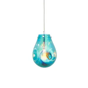 Luminosa Perugia Single Pendant Ceiling Lamp, Petrol Metallic Glass, Chrome Plate