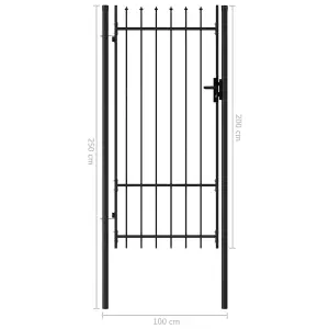 Berkfield Fence Gate Single Door with Spike Top Steel 1x2 m Black