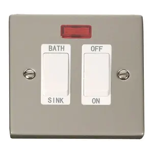 Pearl Nickel 20A DP Sink/bath Switch - White Trim - SE Home