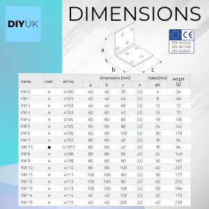 Heavy Duty 40x40x40x2mm Galvanised Steel Angle Bracket ( 10 pcs ) Metal Corner Braces for Joining, Bracing, and Reinforcing