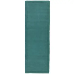 Plain Rug, Wool Rug for Living Room, Easy to Clean Rug, Handmade Rug for Dining Room, 9mm Thick Teal Rug-120cm X 170cm