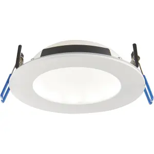 Anti-Glare Recessed IP65 Ceiling Downlight - 12W CCT LED Module - Matt White