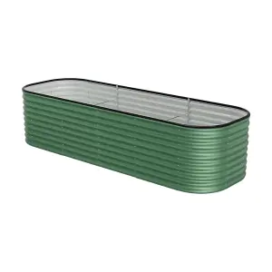 240cm W x 80cm D Oval-Shaped Galvanized Steel Raised Garden Bed Outdoor Use Only,  Light Green