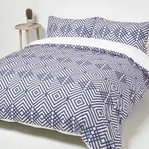 Homescapes Geometric Digitally Printed Cotton Duvet Cover Set, Double