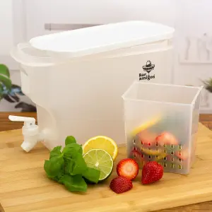 Fruit Infusing Water Dispenser Refillable Fridge Shelf Container with Tap 3.5L