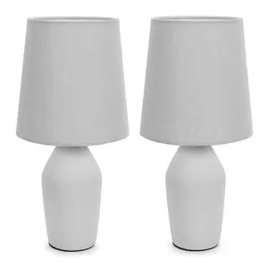 ValueLights Arlo Set of 2 - Rose Pink Ceramic Base Table Lamp with Tapered Shade - LED Bulbs Included