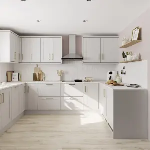 GoodHome Alpinia Grey Wood effect Square edge Matt grey painted wood effect shaker Plinth, (L)2400mm