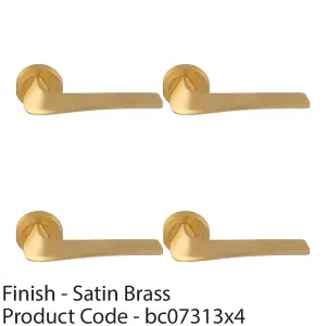 4 PACK - Premium Twisted Bar Door Handle Set - Satin Brass Designer Lever on Round Rose