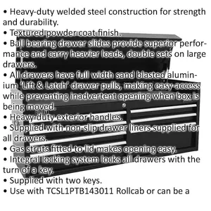 Heavy Duty Premium Topchest Tool Chest with 7 Drawers - 1415 x 450 x 565mm