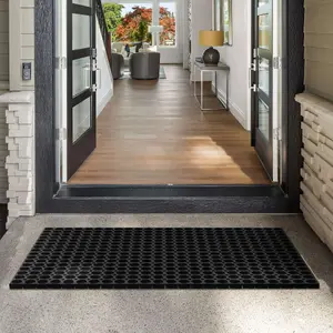 Nicoman Black Honeycomb Heavy duty Door mat, 75cm x 45cm