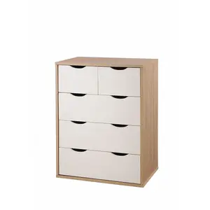 Alton 3+2 Drawer Bedroom Cabinet Bedside Chest Of Drawers Sonoma Oak & White