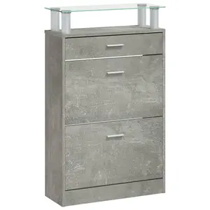 Berkfield Shoe Cabinet Concrete Grey 63x24x104 cm Engineered Wood