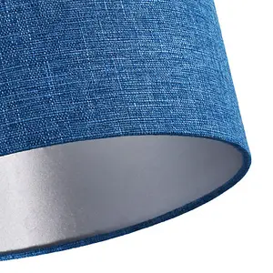 Contemporary and Sleek 12 Inch Midnight Blue Linen Drum Lamp Shade 60w Maximum