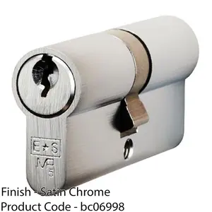 80mm EURO Double Cylinder Lock - 5 Pin Satin Chrome Fire Rated Door Key Barrel