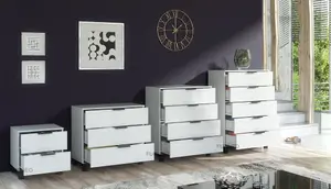 Furneo Modern White 3 Drawer Chest of Drawers Cabinet Storage Pine Effect Cozy 03