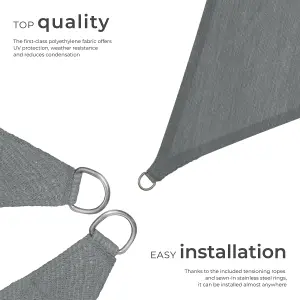 Shade Sail - triangular with UV protection 50+, water-repellent, grey - 500 x 500 x 500 cm