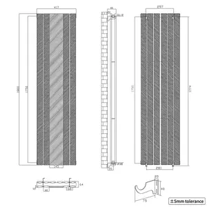 Rinse Bathrooms 1800 x 417mm Designer Vertical Radiator with Mirror Flat Panel Central Heating Double Column Radiator White