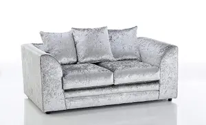 Bella Crushed Velvet 2 Seater Sofa Silver