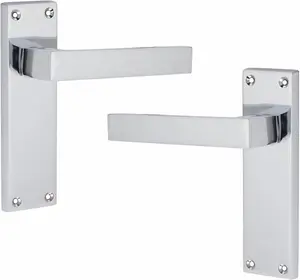 5 Sets Victorian Straight Delta Handle Latch Door Handles, Silver Polished Chrome, 1 Pair 3" Ball Bearing Hinges, 150mm x 40mm