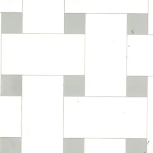 White Grey Tile Effect Vinyl Flooring For LivingRoom, Kitchen, 2.6mm Thick Cushion Backed Vinyl Sheet-1m(3'3") X 4m(13'1")-4m²