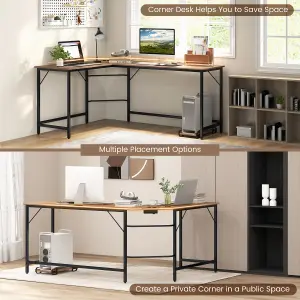 Costway L-Shaped Home Office Desk Computer Corner Desk Gaming Table with CPU Stand