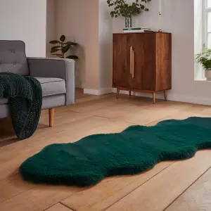 Super Teddy Sheepskin  Jewel Green Plain Shaggy Rug by Think Rugs-60cm X 90cm ( Single)