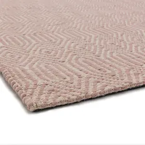 Pink Wool Luxurious Wool Modern Geometric Handmade Rug for Living Room and Bedroom-100cm X 150cm